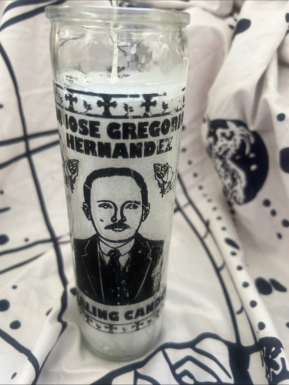 Jose Gregorio Hernandez Devotional Prayer Candle - Black & White